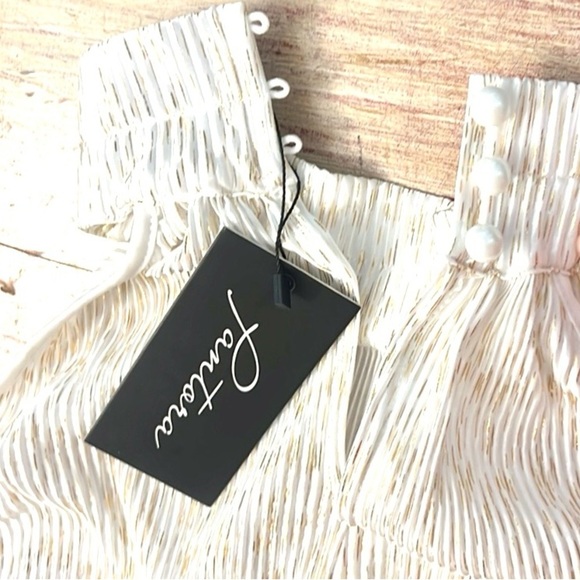 NWT,Pantora Bridal,Elegant White & Shimmering Gold,Stretch, Top + Palazzo Pants - Picture 10 of 16